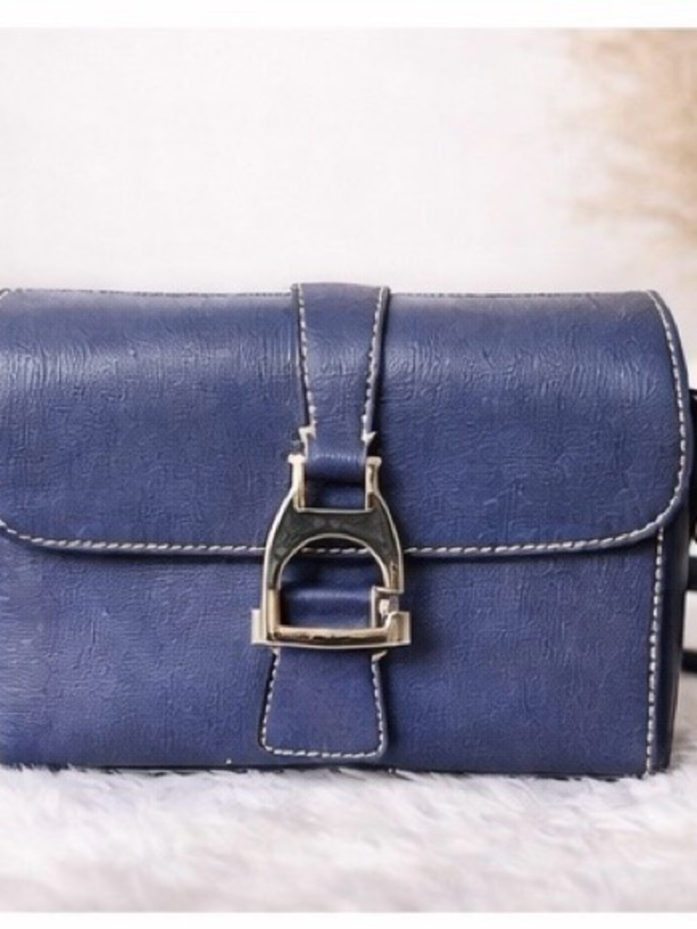 Dooney & Bourke Navy Blue Crossbody Bag with Gold Buckle